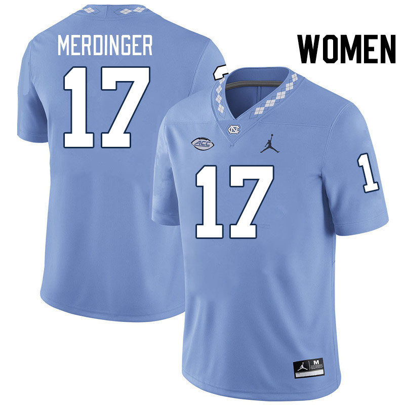 Women #17 Michael Merdinger North Carolina Tar Heels College Football Jerseys Stitched-Carolina Blue